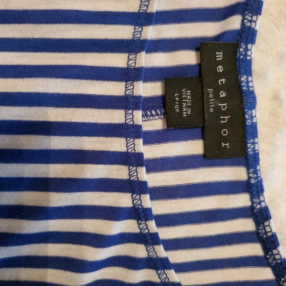 Striped nautical Pinstripe Blue White Metaphor Blouse - Picture 2 of 3